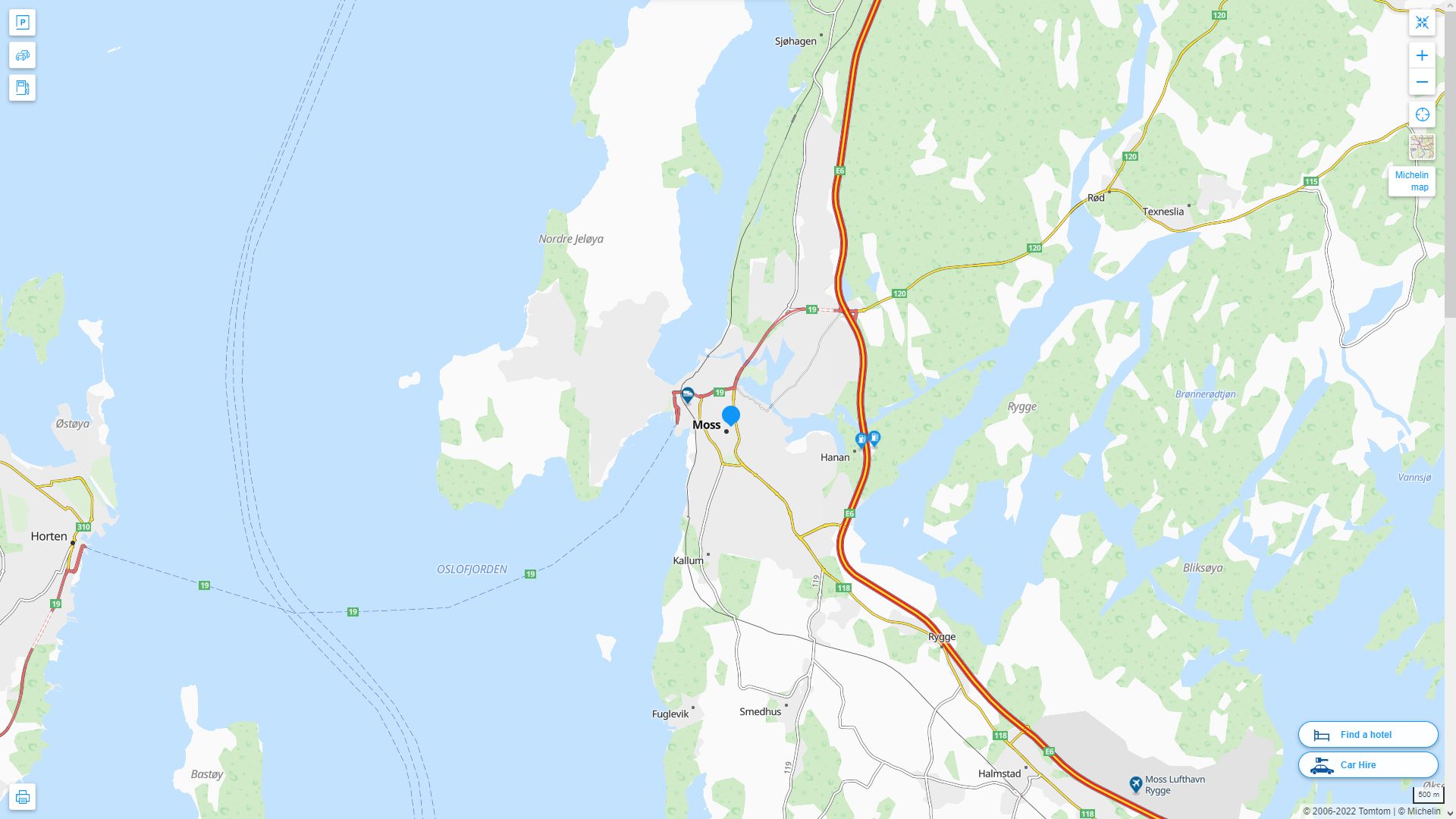 Moss Norvege Autoroute et carte routiere